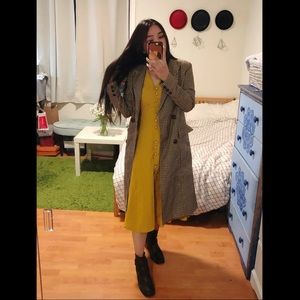 (Moving Sale) brown plaid long blazer trench coat